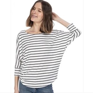 Bobeau Black and White Striped Top